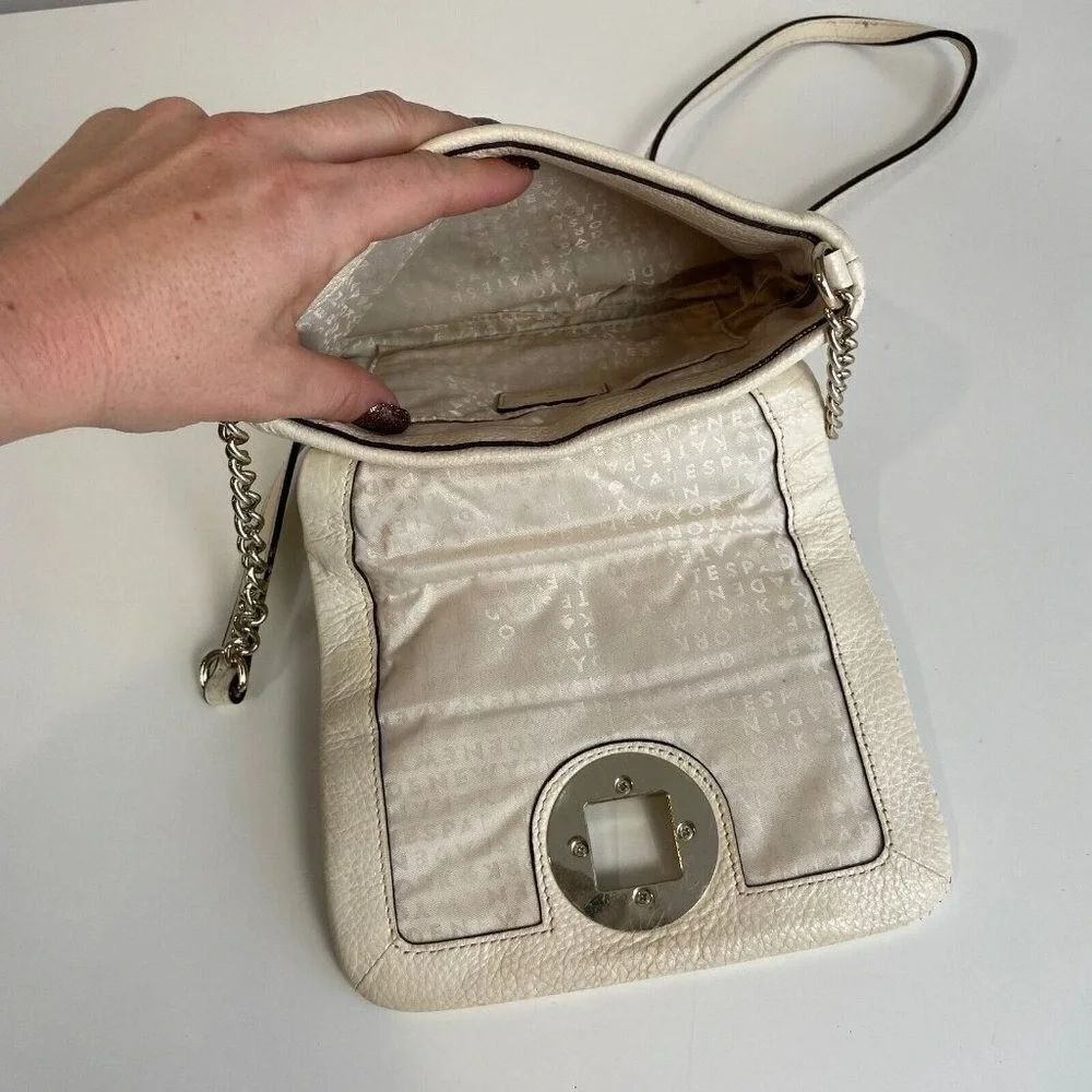 Kate Spade Natalia Quilted Leather Crossbody Purse S Ivory Flap Bag Turn-Lock
